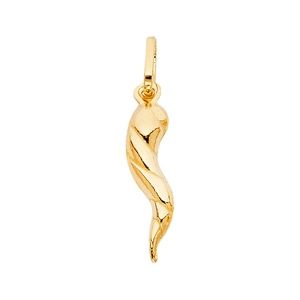 14K Yellow Twisted Cornicello Italian Horn Pendant